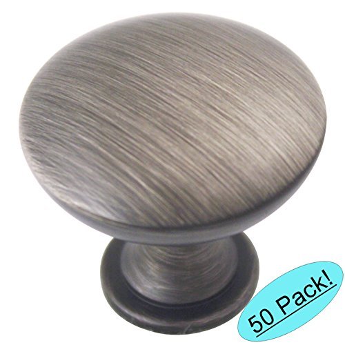 *50 Pack* Cosmas Antique Silver Traditional Solid Round Cabinet Knobs #5305AS