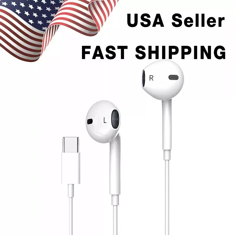 Headphones Earphones USB-C Type C For iPhone 15 16 Pro Max Plus iPad Pro
