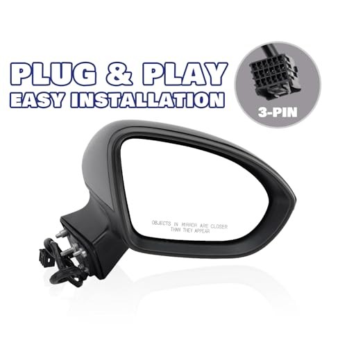 Passenger Side View Mirror Compatible With 2016-2019 R-Passenger Side Black