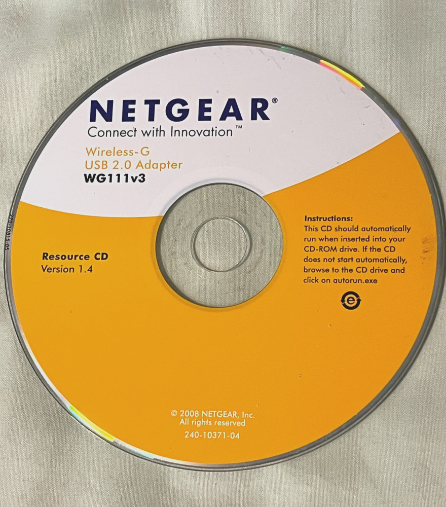 Netgear WG111v3 WiFi USB Internet Adapter Install CD OEM Compact Disc