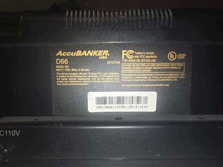 AccuBanker D66 UV Bill Validator - Tested and Working