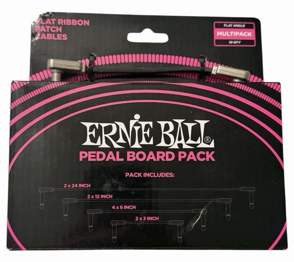 Ernie Ball Flat Ribbon Patch Cables Pedalboard Multi-Pack Black