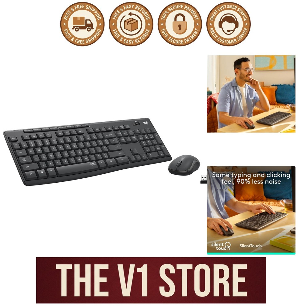 Silent and Efficient MK295 Wireless Keyboard Mouse Combo - 24  Battery Life