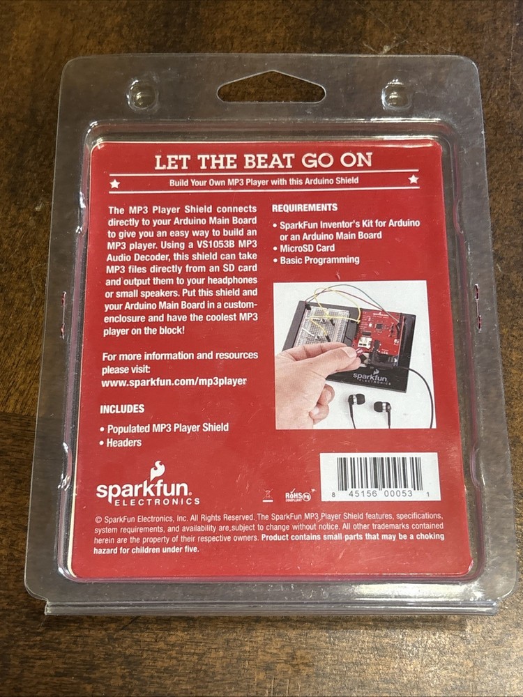 SparkFun DEV-12660 MP3 Player Shield (NEVER OPENED!!!!) Free Shipping