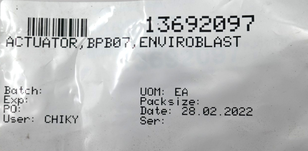ENVIROBLAST BPB07 ACTUATOR