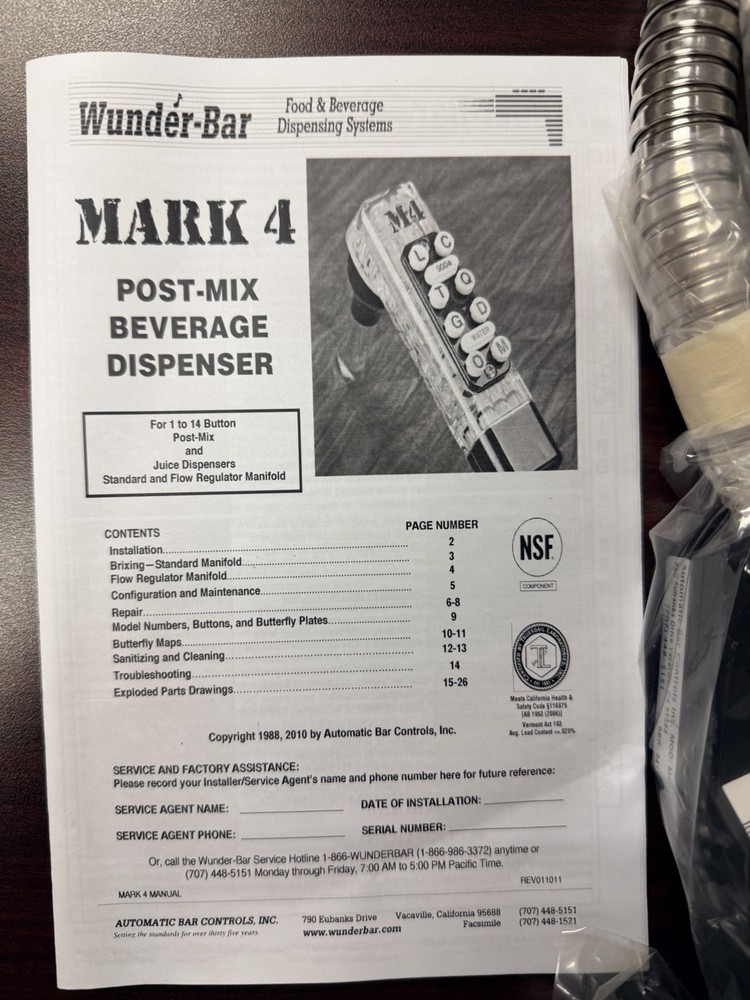 Wunder bar Mark 4 Beverage Dispenser- 2 Button Post mix