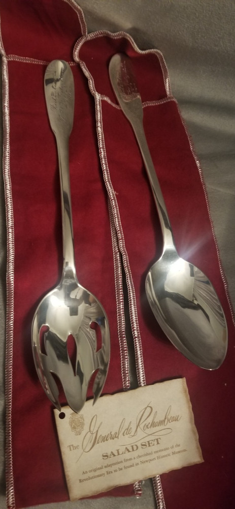 GORHAM Silverplate Serving Salad Set 12" ROCHAMBEAU Lt Gov JABEZ BOWEN 1780