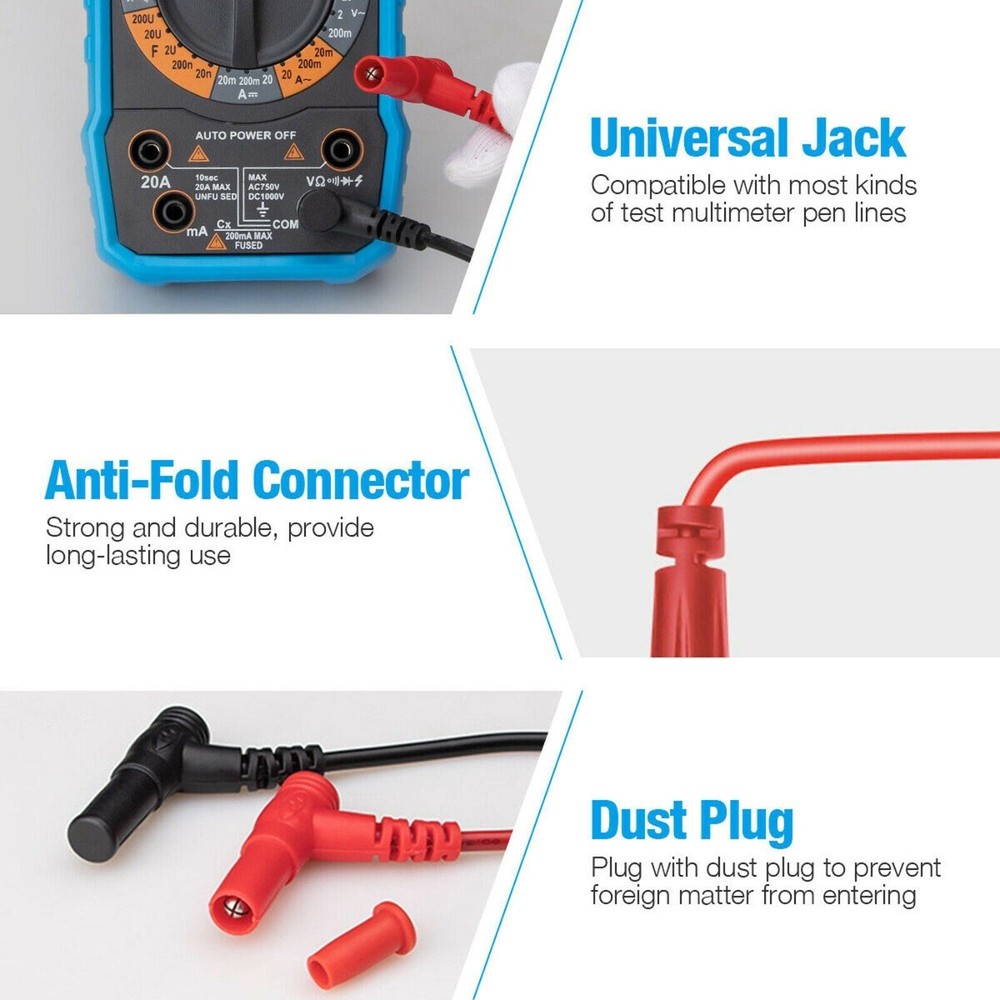 1/2X Multimeter Voltmeter Cable Thin Needle Tester Unique Probe Test Lead Cord