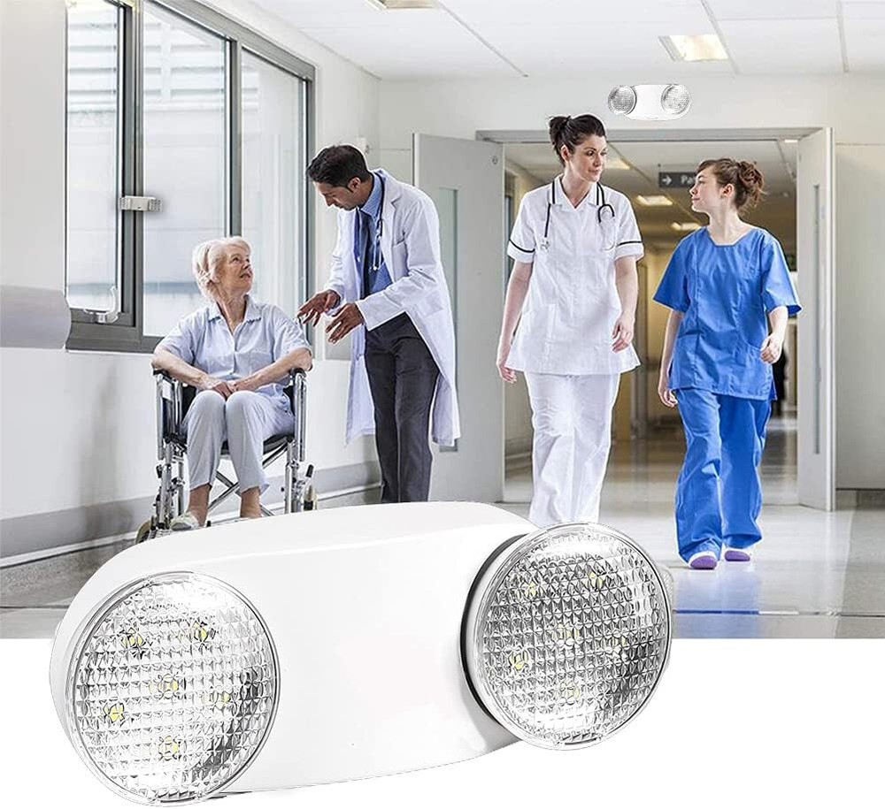 4 pack LED Emergency Light White, Exit Sign Light Adjustable Dual Head Battery