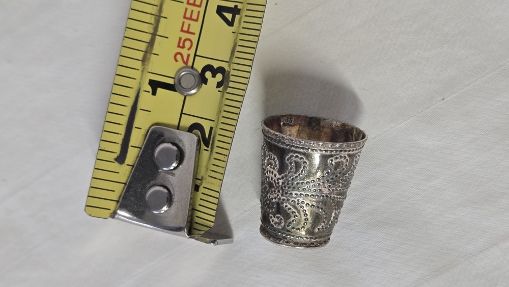 Antique 935 Silver Ornate Sewing Thimble