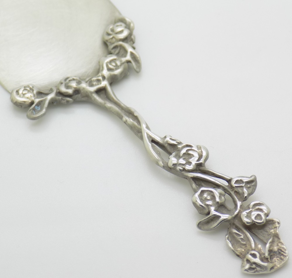 Vintage Italian Silver Small Cake Server Rose Pattern Handmade 800 Silver