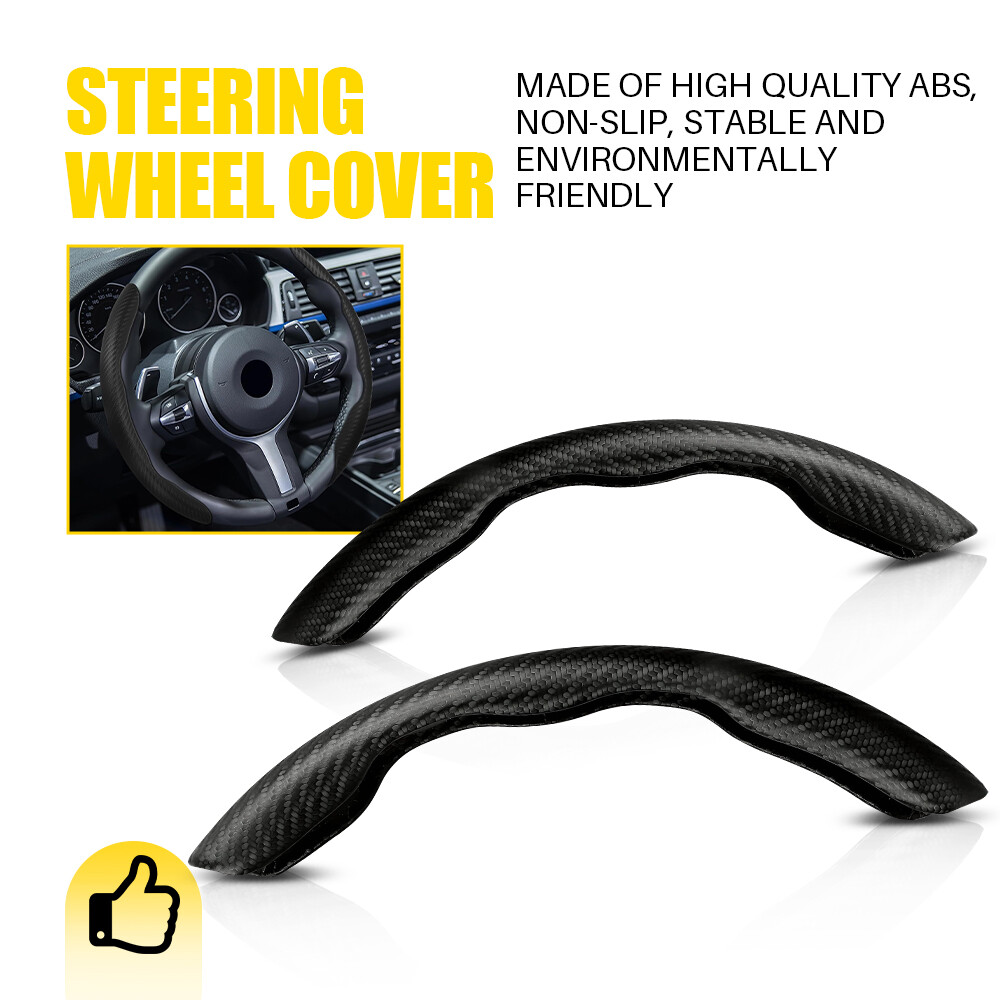 2X Carbon Fiber Universal Car Steering Wheel Booster Cover NonSlip Accessory EOA