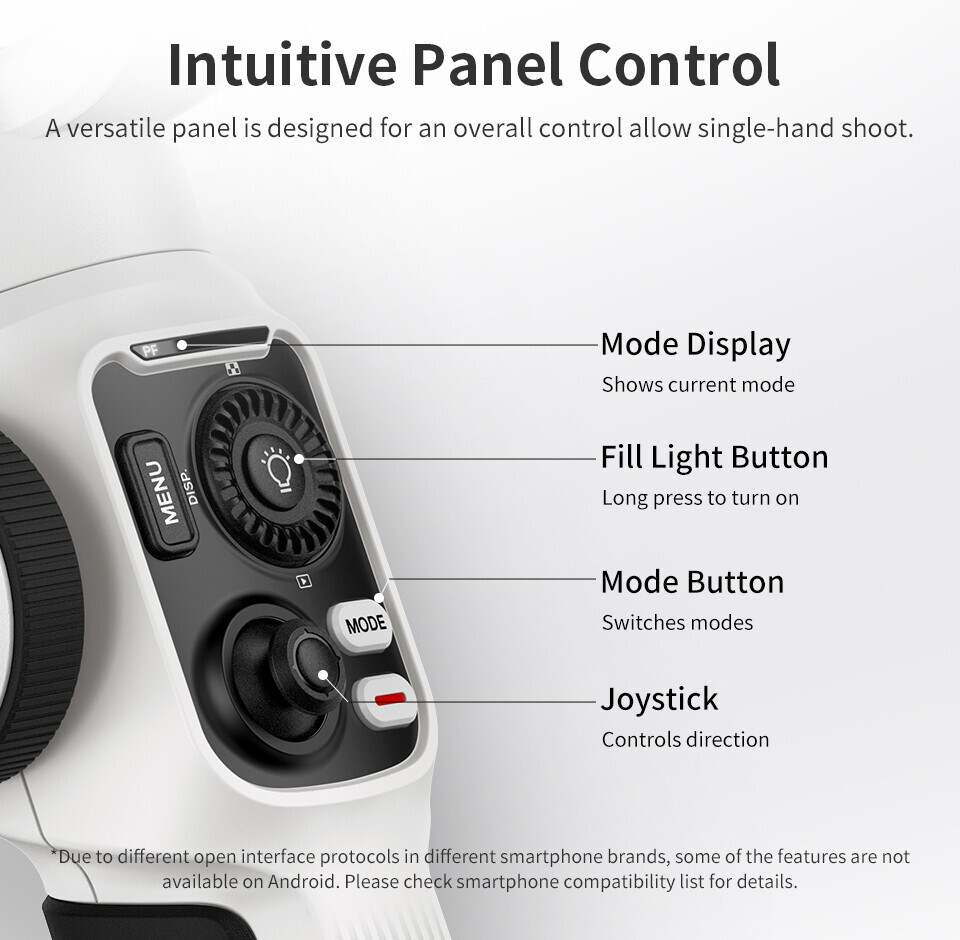 ZHIYUN Smooth 5S Combo, 3-Axis Gimbal Stabilizer with Light for iPhone Android