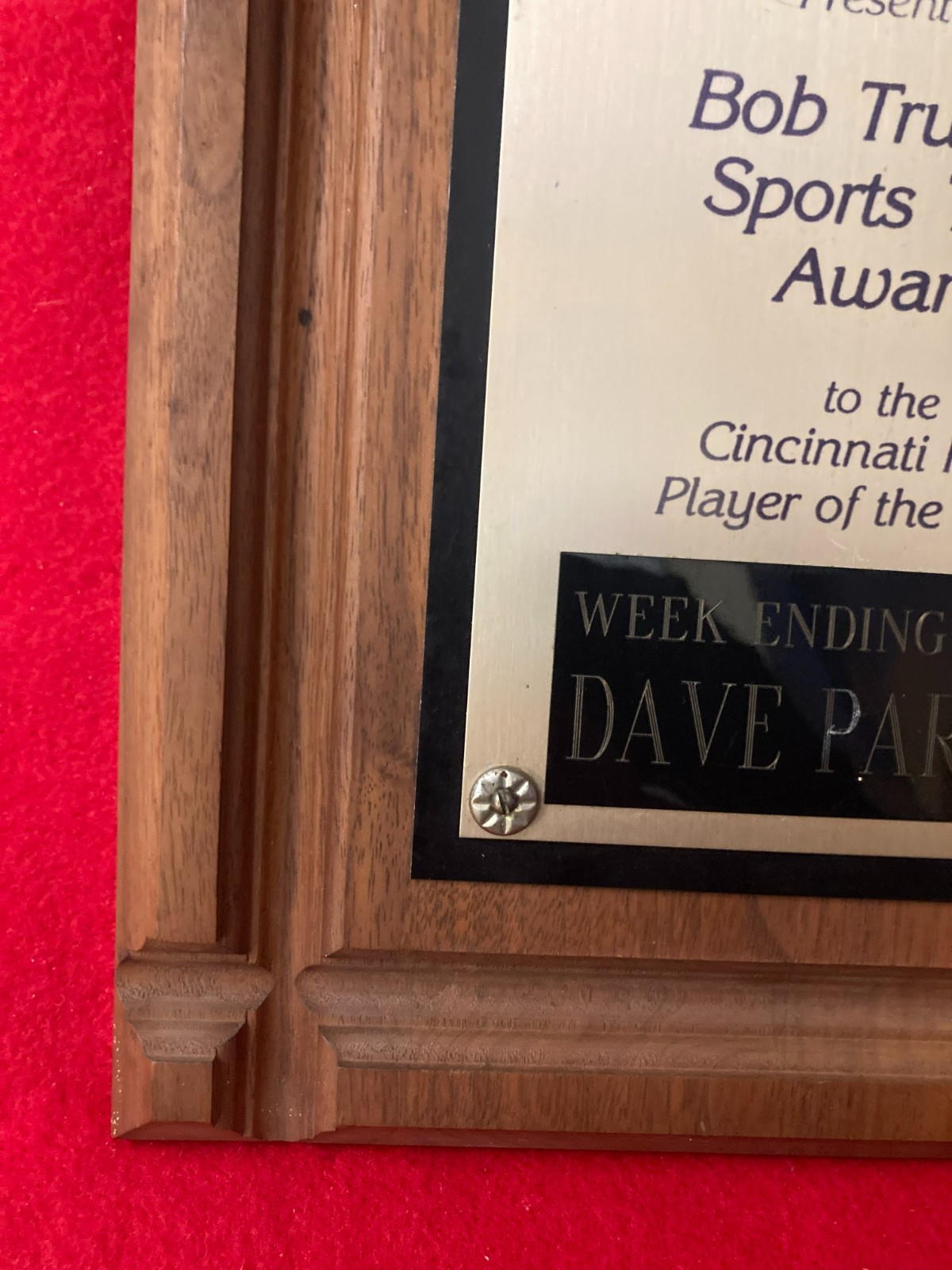 DAVE PARKER 700 WLW Bob Trumpy Player of the Week 1984 Personal Award Plaque HOF