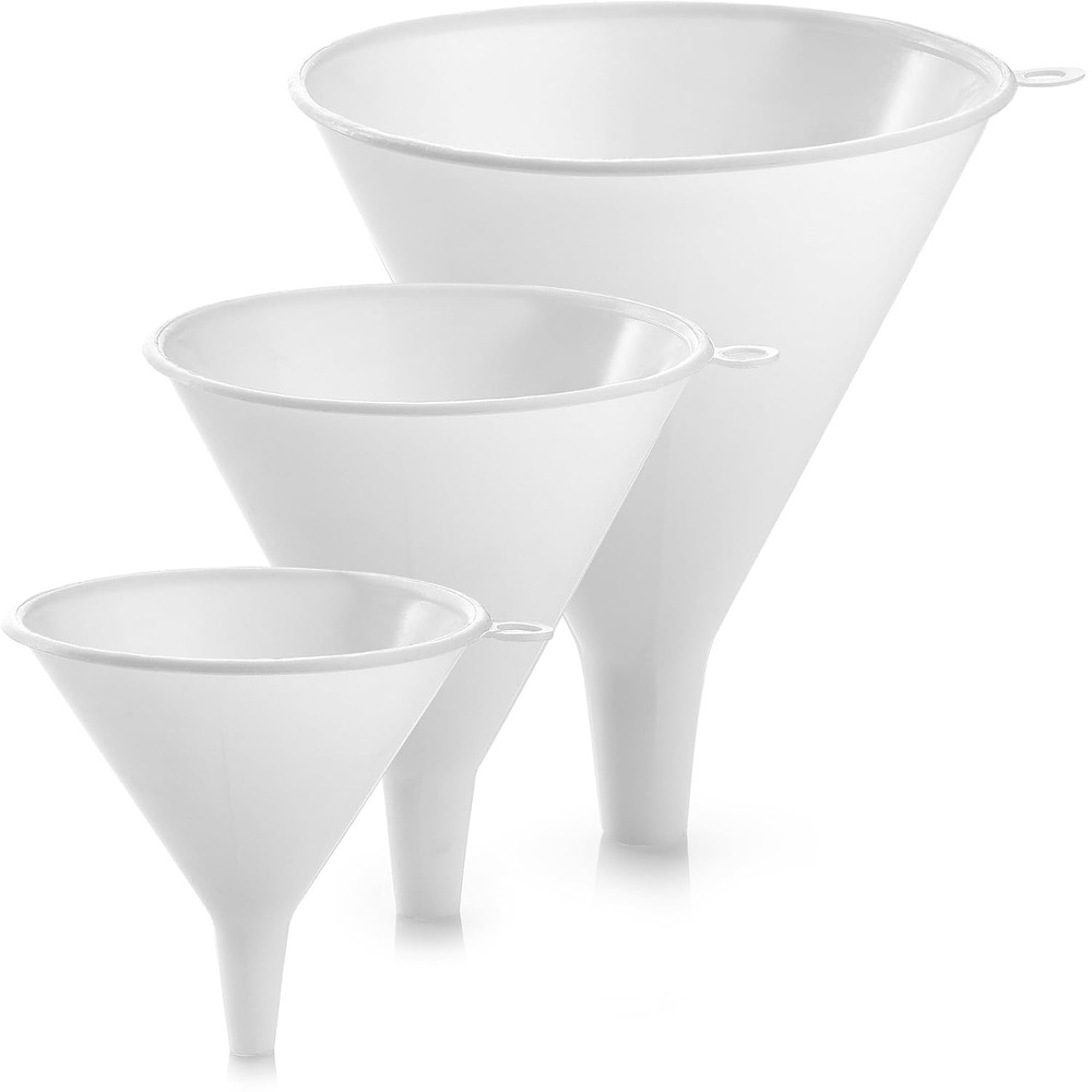 Plastic Funnel Set - Large, Medium, and Small Kitchen Funnels