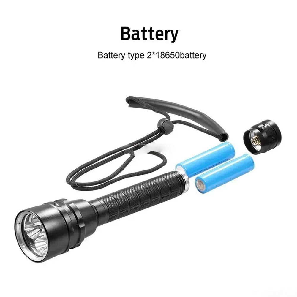 200m Underwater LED Scuba Dive Light Waterproof Rechargeable Diving Flashlight