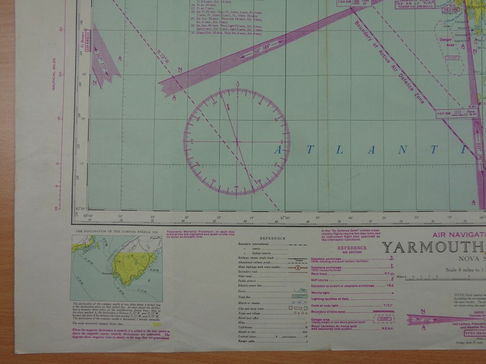 WW2 (1945) "RESTRICTED" RCAF Map "ACTIVE AIR DEFENCE ZONE - OFFICIAL USE ONLY"