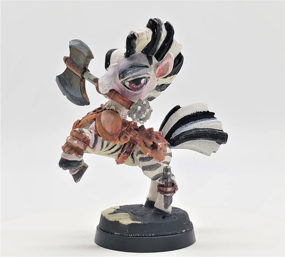 Chibi Barbarian Zebra with Axe