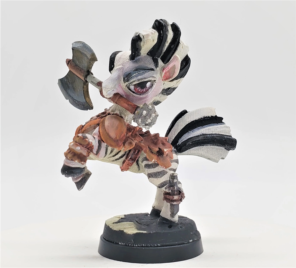 Chibi Barbarian Zebra with Axe