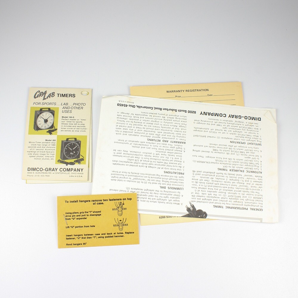 GraLab Model 300 Darkroom Timer - Instruction Manual Sheet + Extras