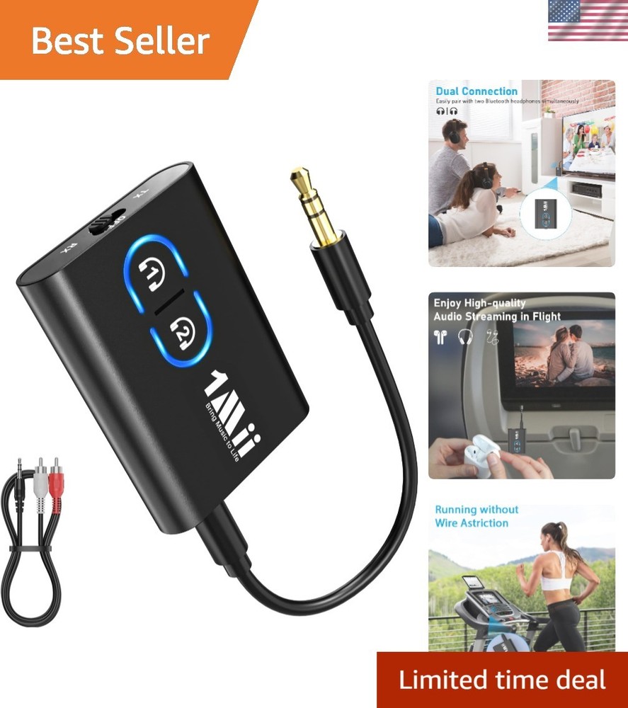 Long-Lasting Bluetooth 5.3 Transmitter for Wireless Headphones & Speakers