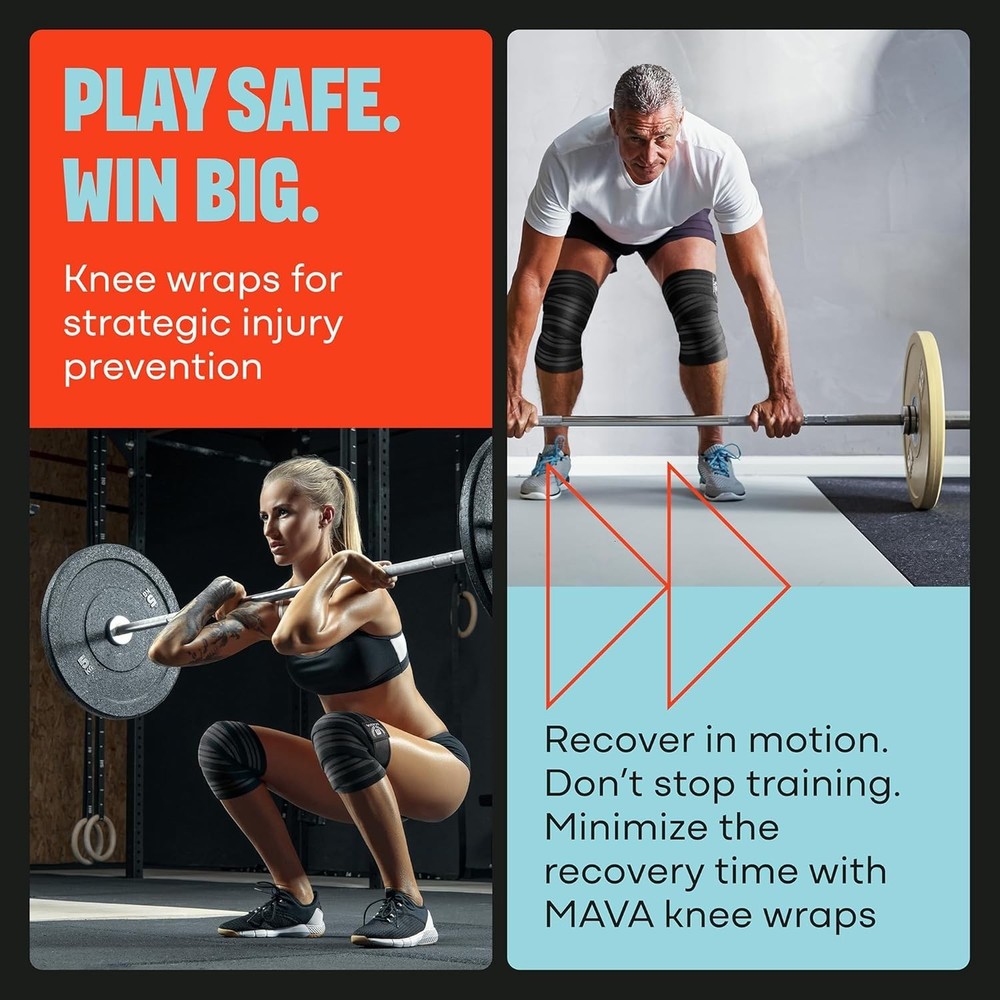 Knee Wraps Pair for Men & Women | 72" Compression Support