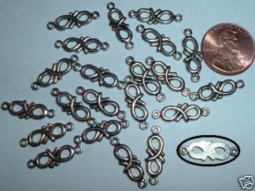 AL382 20x7mm DOUBLE LOOP CONNECTOR Link-SILVER-22