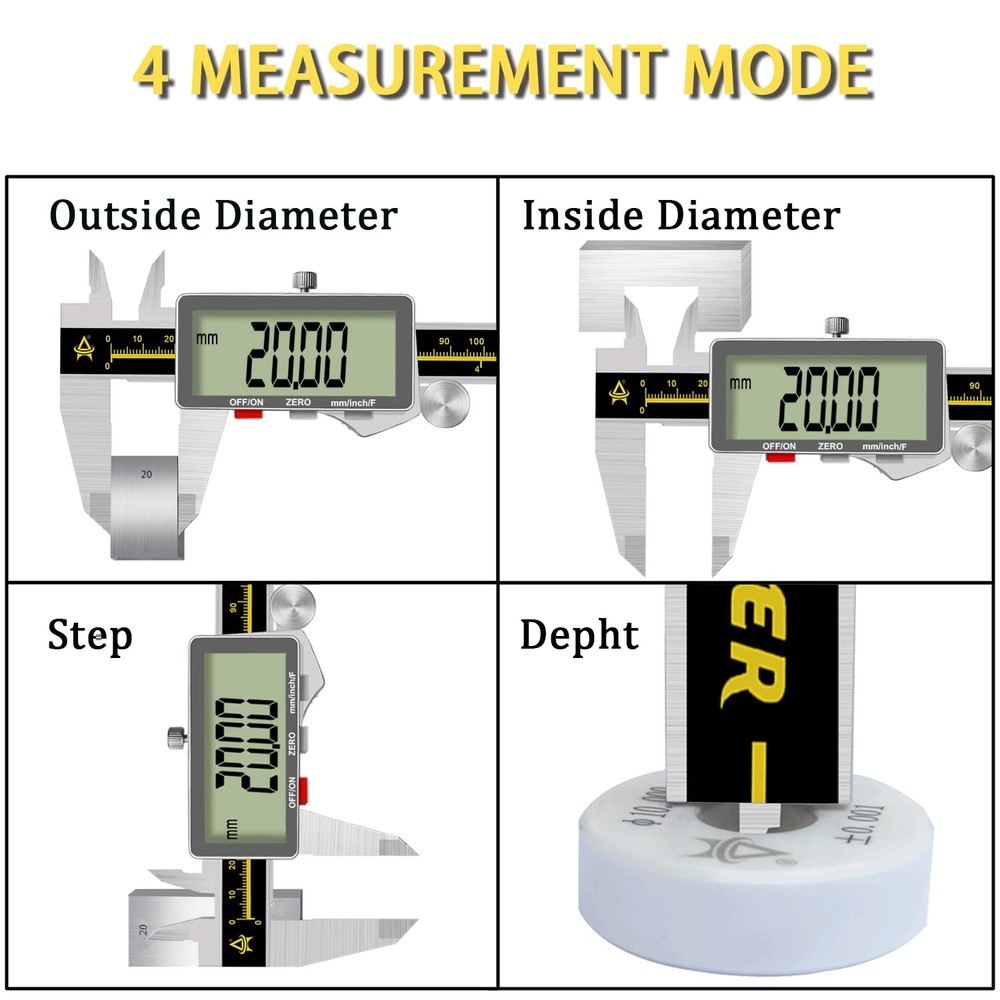 Digital Caliper,0-6" Vernier Calipers Measuring Tool-Electronic Micrometer wi...