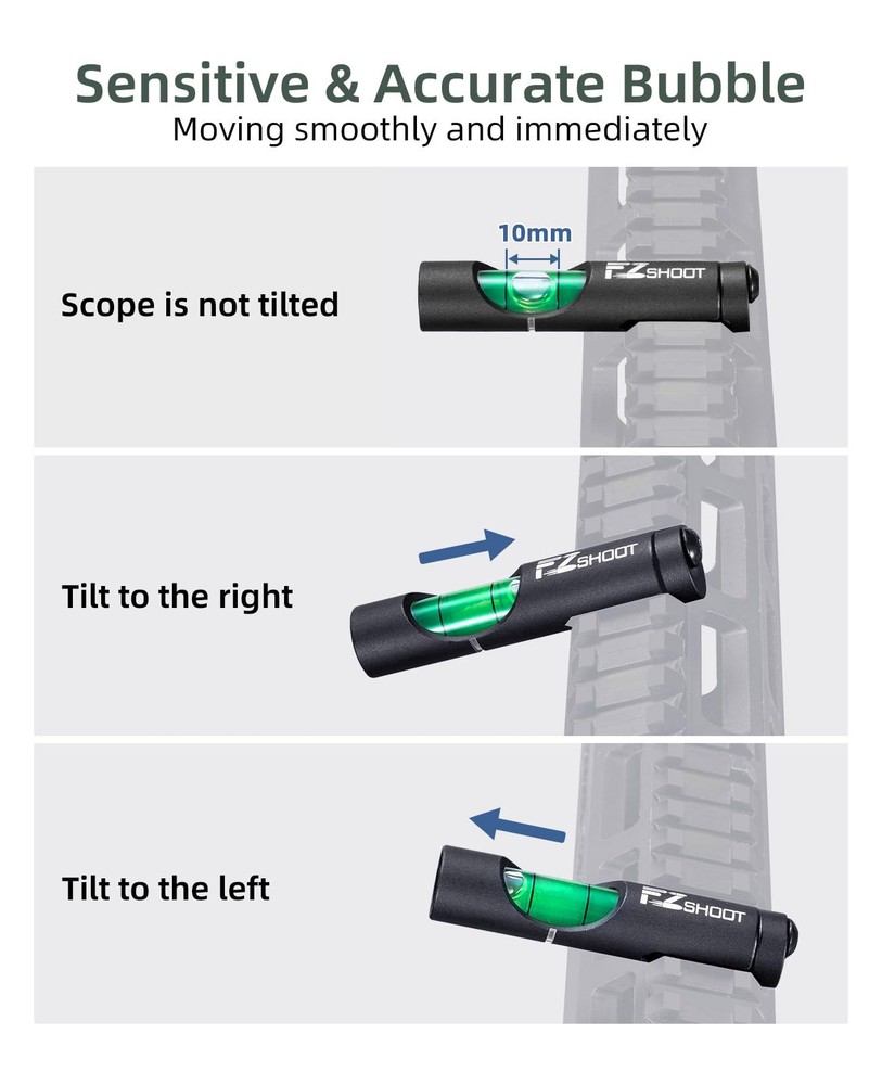 EZshoot Scope Level Leveling Kit, High Precision Big Bubble Black