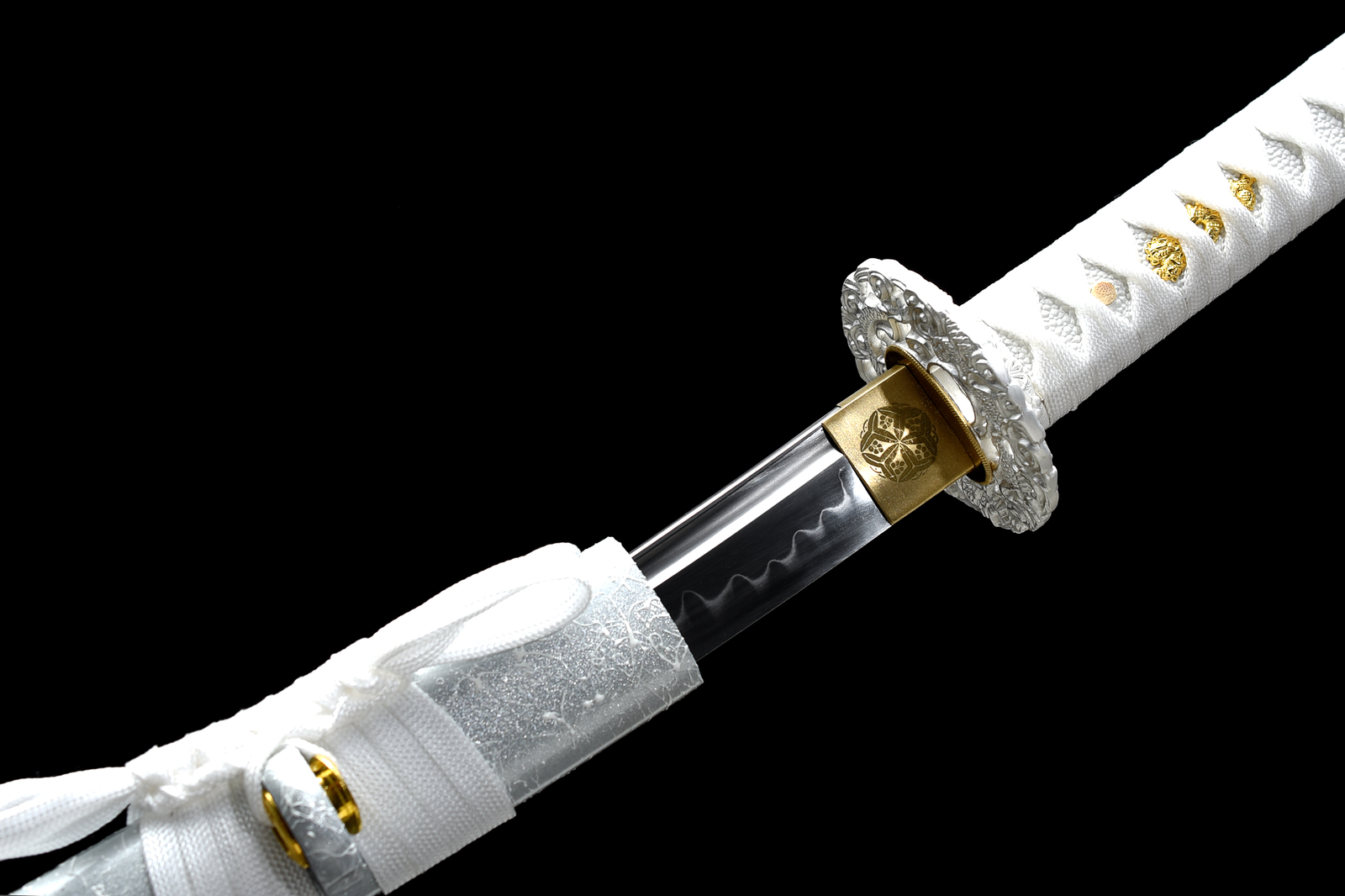 Elegant Silver Dragon Katana Clay Tempered T10 Japanese Samurai Functional Sword