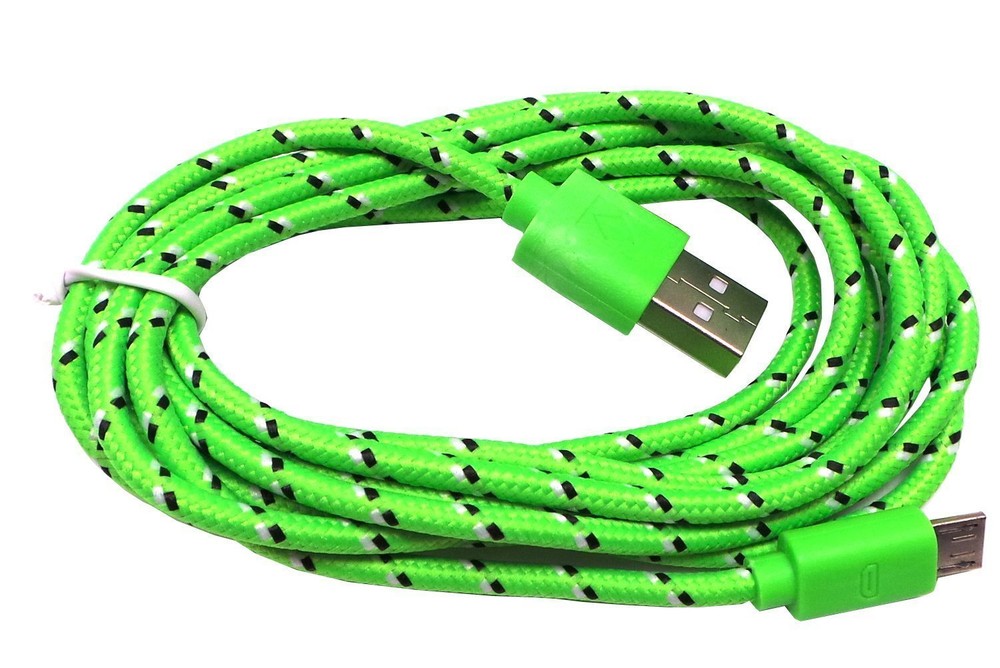 2 x 6 FT Micro USB Charging Cable Playstation 4 PS4 Dualshock Controller - Green