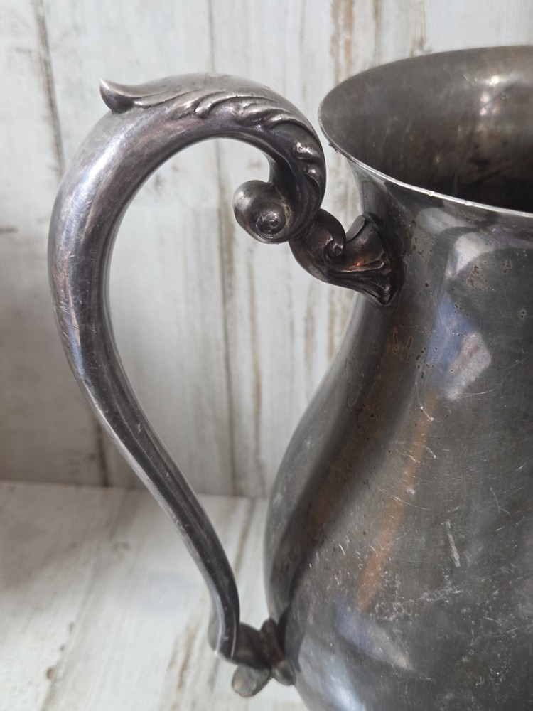 Vintage Crescent Silver Plated Pitcher Natural Tarnished