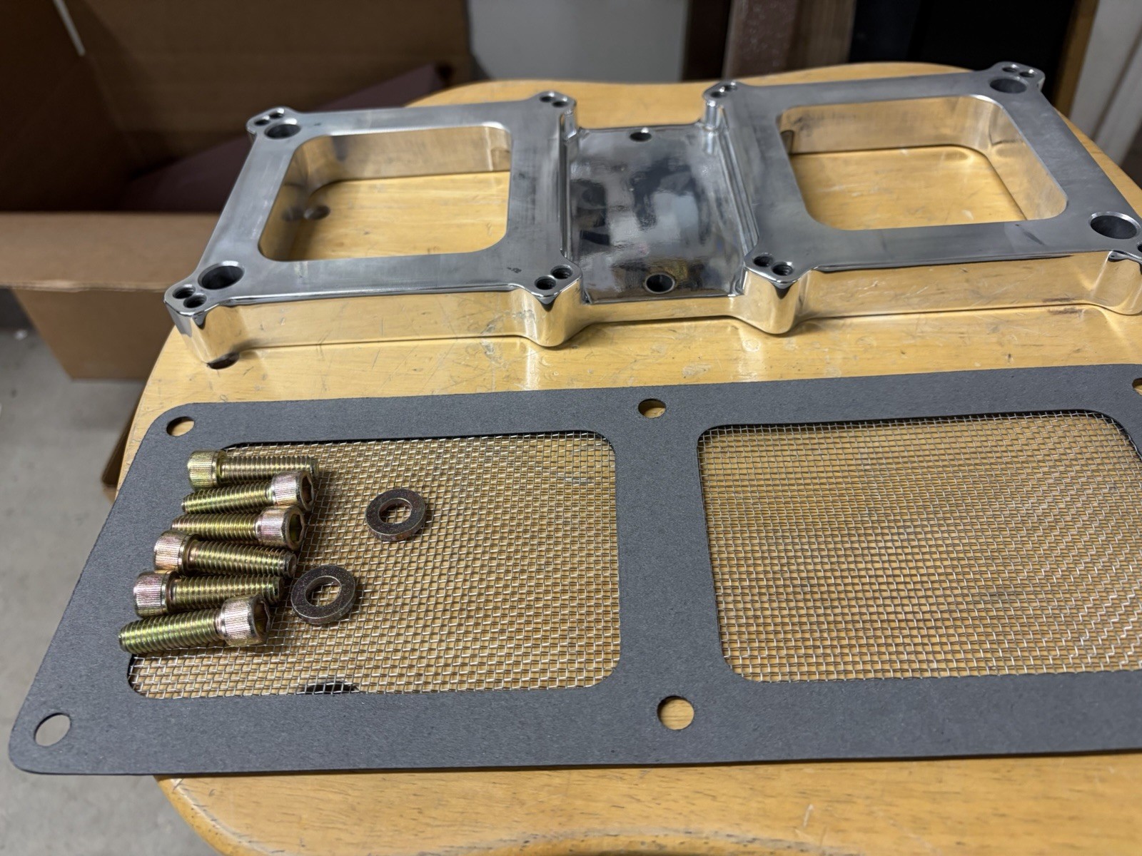 Mooneyham Blowers 671 dual carb adapter Holley or Edlebrock complete kit Polishe