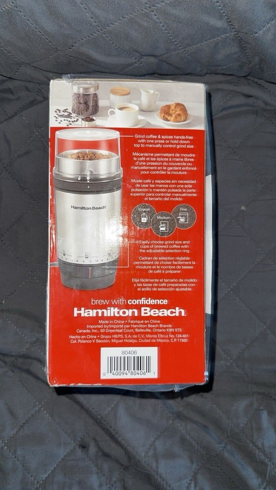 Hamilton Beach Custom Grind Coffee Grinder Stainless Steel 12 Settings EUC