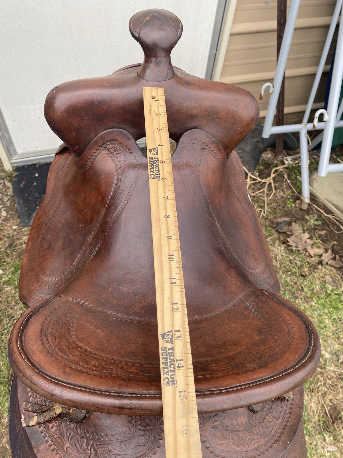 Antique/Vintage 14.5" Texas Tanning Mfg / TexTan slick seat Western saddle