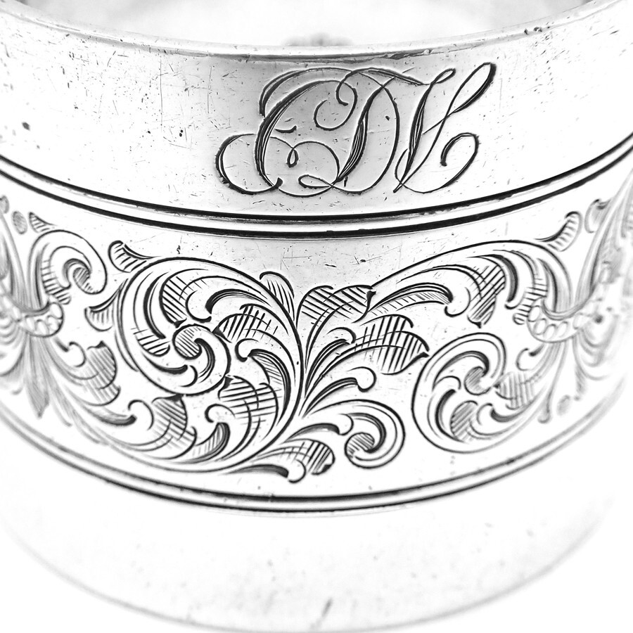 Engraved Scroll Napkin Ring Gorham Sterling Silver 1905 Monograms