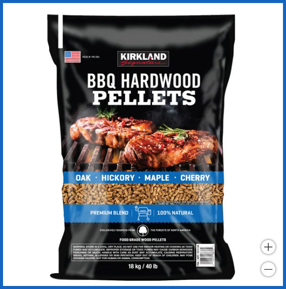 Kirkland BBQ Hardwood Pellets 40 lb Premium Blend Oak Hickory Maple Cherry