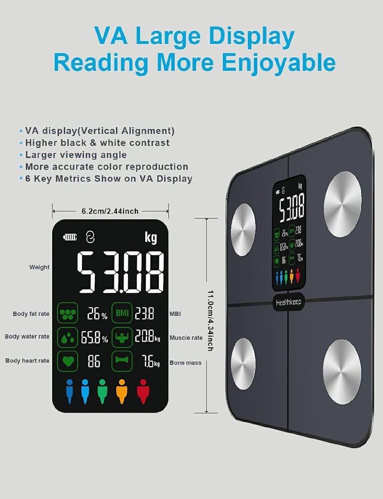 Smart Scale for Body Weight – Large Backlit Display Ultra‑Precise Bathroom We...