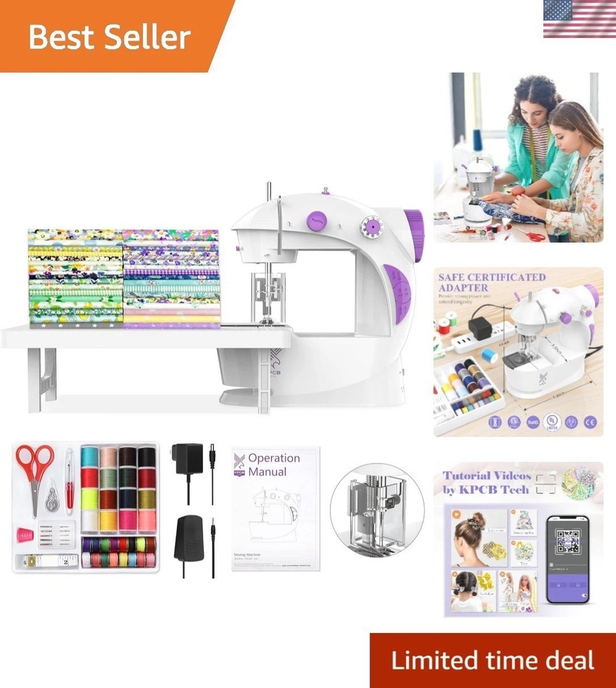 Comprehensive Beginner Sewing Machine with Safety Features & Fabric Bundles