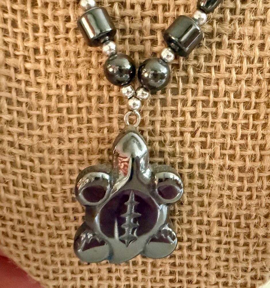 Mexican Hematite Beaded Turtle Necklace