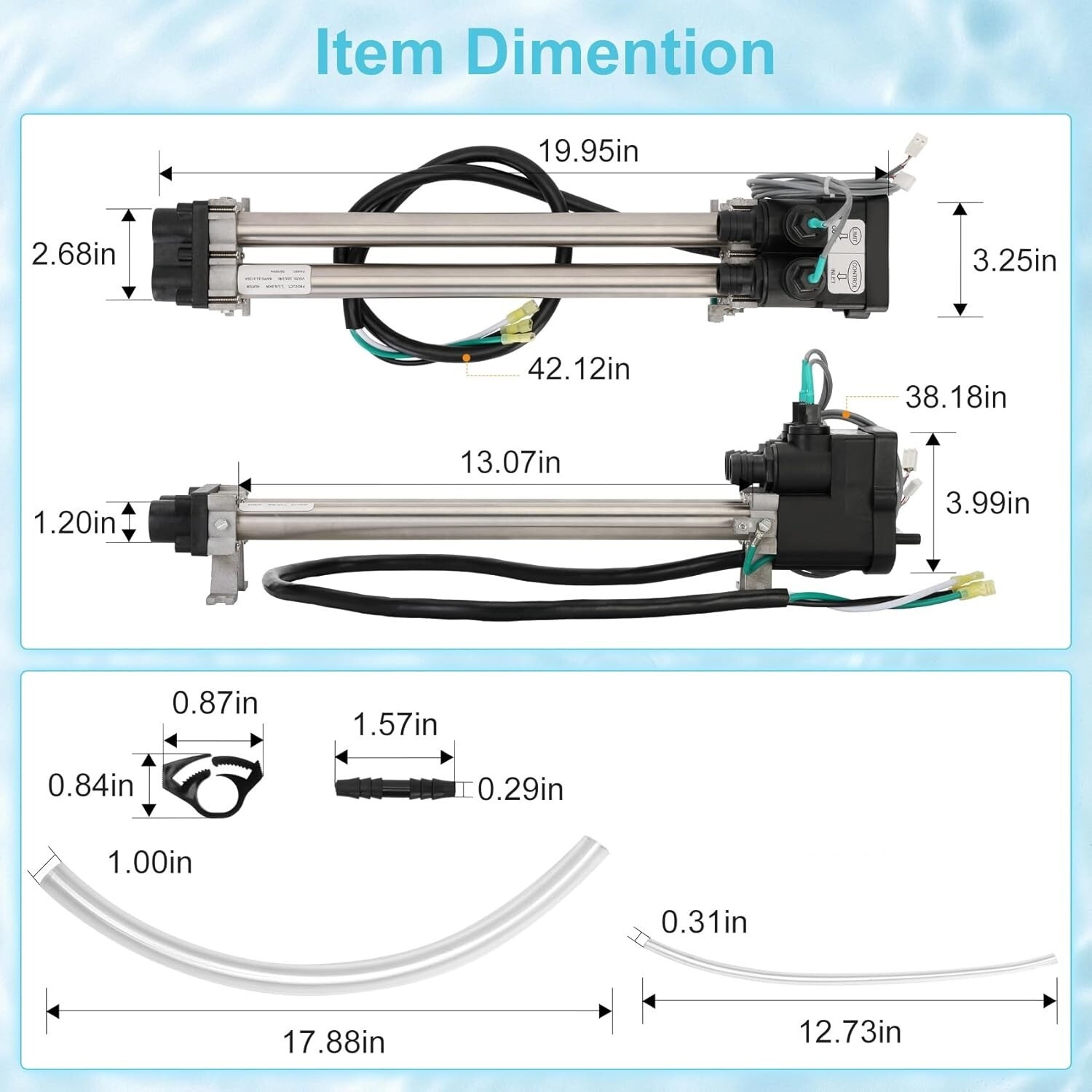 Double-Barrel Low-Flow Heater with Sensors Fits 1995+Hot Spring/Watkins 6kw 240v