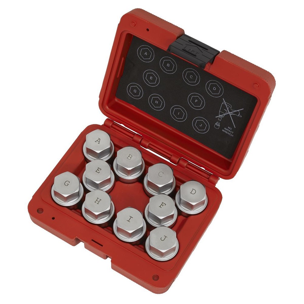 Sealey Locking Wheel Nut Key Set 10pc Land Rover Garage Storage Case