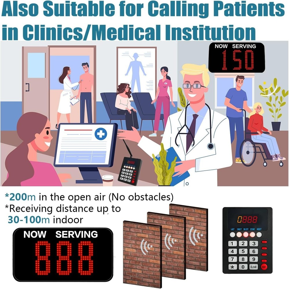 Wireless Pager Call System Queue Calling Management System for Take A Number