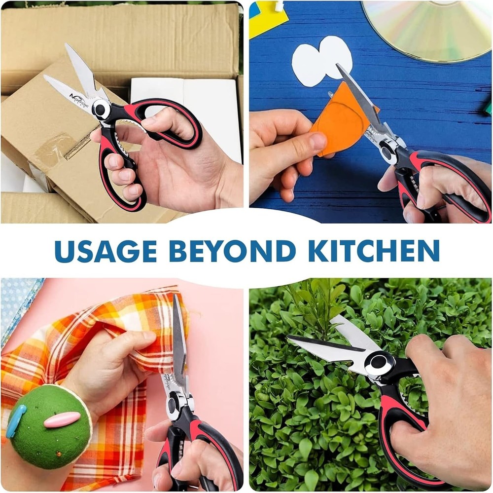 Magnificent Heavy-Duty Kitchen Scissors – Stainless Steel, Multi-Function & Red