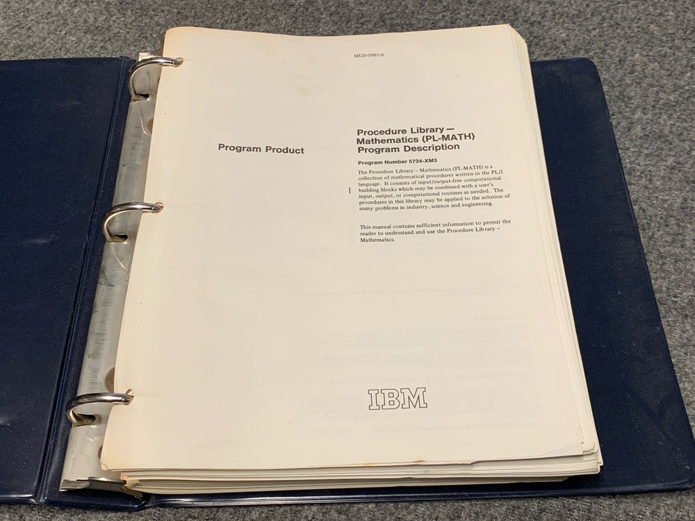 Vintage IBM Procedure Library - Mathematics (PL-MATH) Program Description 1971
