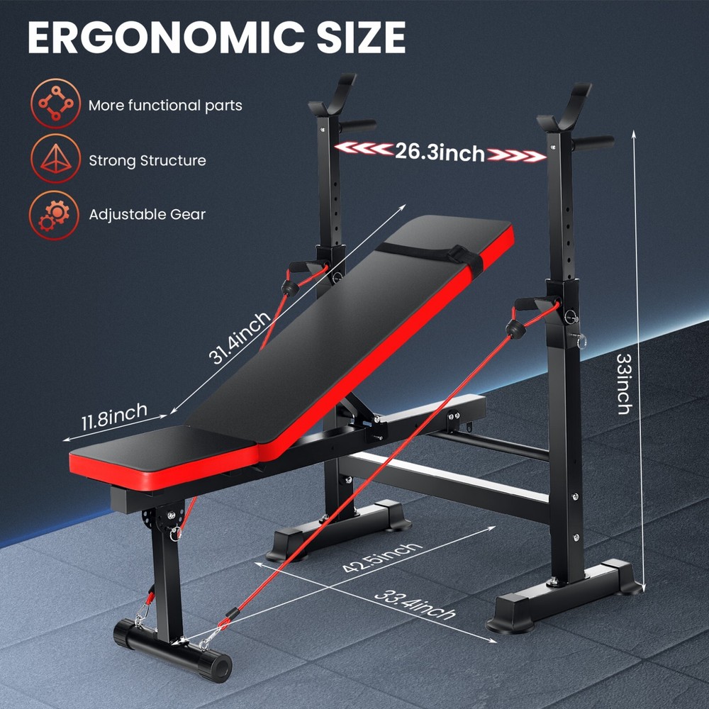 600lbs Adjustable Foldable Weight Bench Set w/Leg Developer Preacher Curl Rack^^