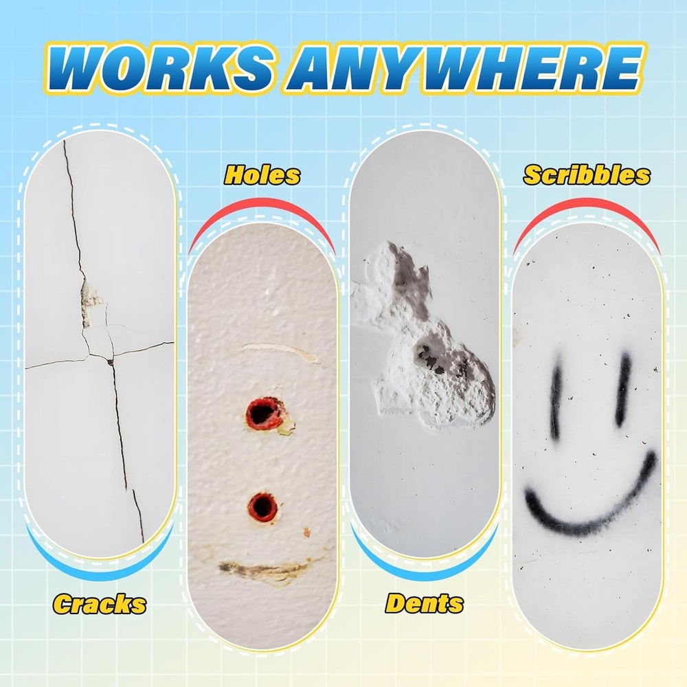Complete 9 Pack Wall Repair Kit: Fast-Drying Spackling Paste & Application Tools