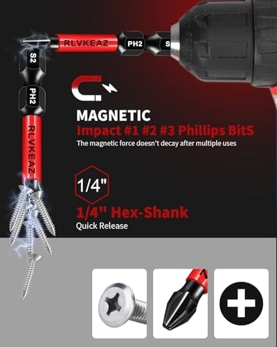 10-PCS 3 Long Magnetic Screwdriver Bits Set: Phillips Bits #1/#2/#3 & Slotted ,