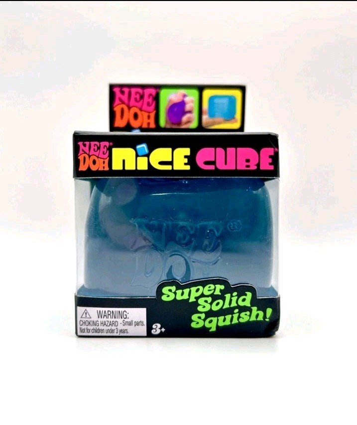 Nee Doh~Nice Cube Super Solid Squish Squeezable Stress Sensory Toy, Blue~SEALED