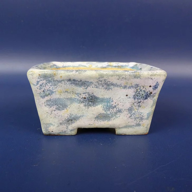 Japanese Bonsai Pot Signed Small Rectangular 7cm Glazed Ceramic Mini Pot Used